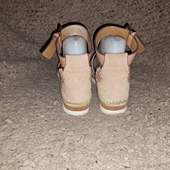 SEE BY CHLOE-Glyn-Suede Laser Cut Flower-Buckle Wedge Espadrille-SZ 37-Very Good - Picture 5 of 7